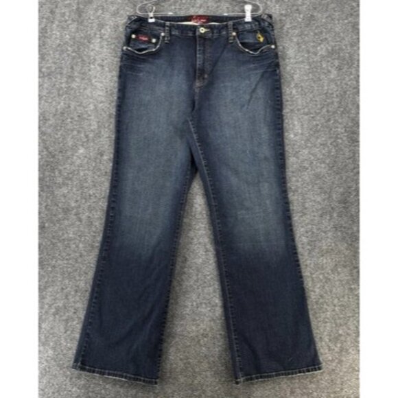 Baby Phat Estilo Women’s Plus Size 20 Jeans Dark Wash Y2K Wide Leg Logo - Picture 1 of 14